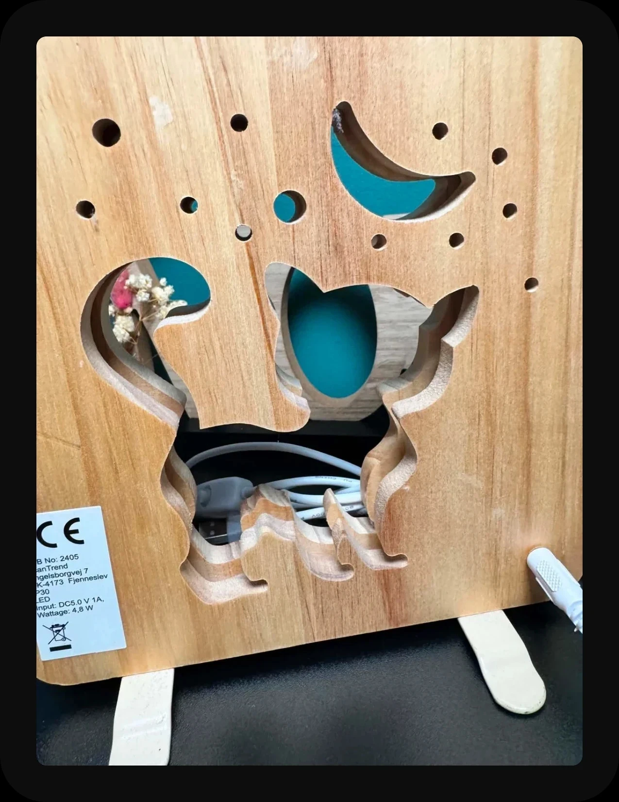 Lumière en bois - Chat